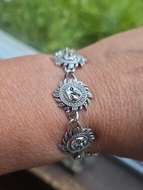 Sun Face Silver Charm Bracelet - Women Jewelry